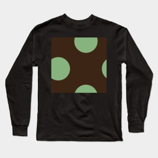 minimalist polka dot chocolate brown and mint green graphic pattern Long Sleeve T-Shirt